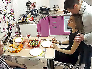 Cuckold, Sexy Cutie Wife in threesome Sex With Lover & Husband blowjob amateur